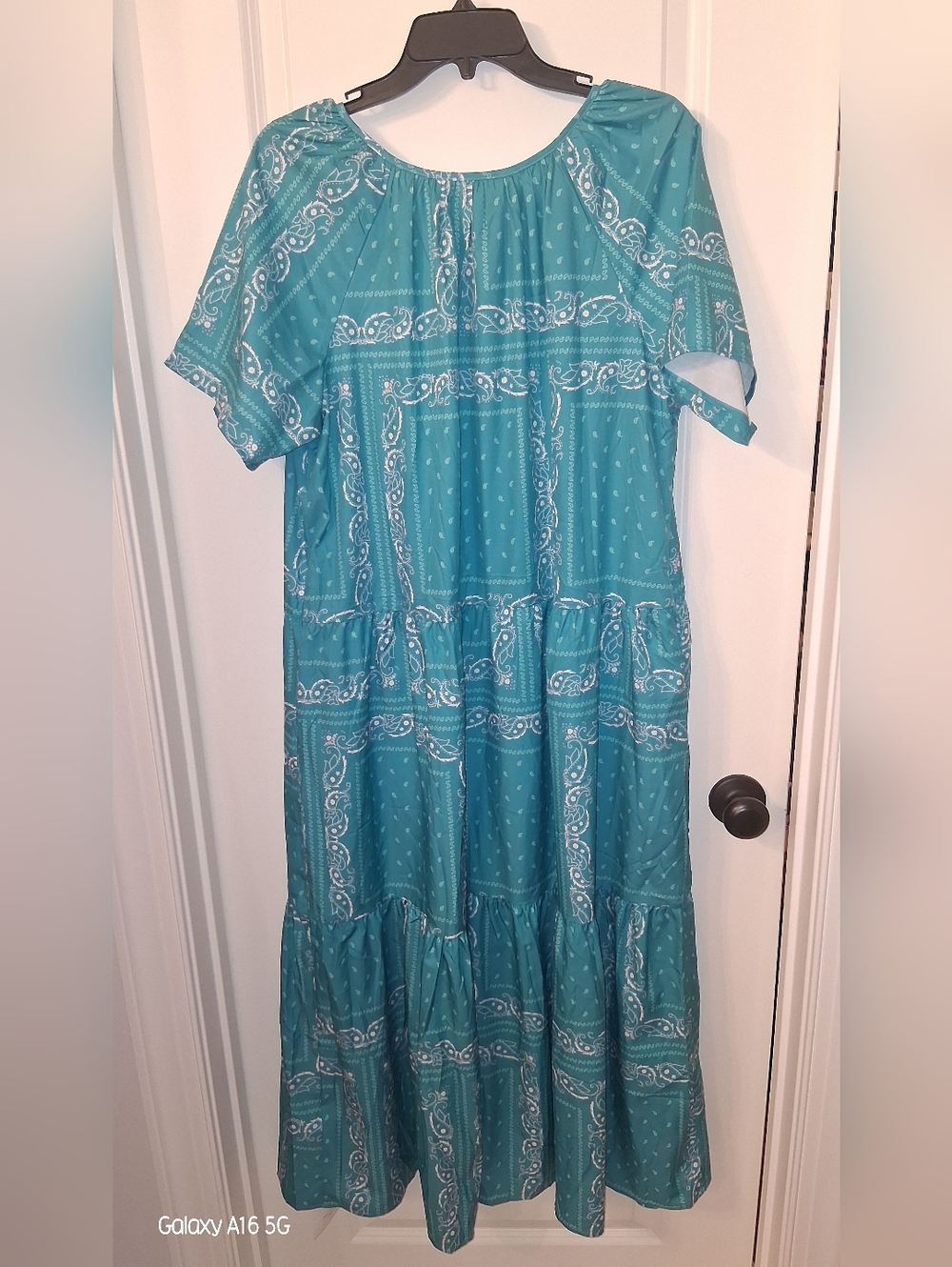 Teal Midi Sundress - Women's Boho Beach Dress - Picture 7 of 9